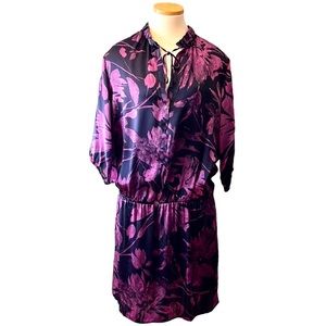 Sisley Silk Printed Mini Dress, Purple, Large